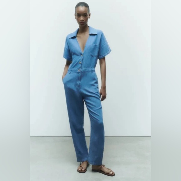 Zara Denim Jumpsuit - Picture 1 of 7